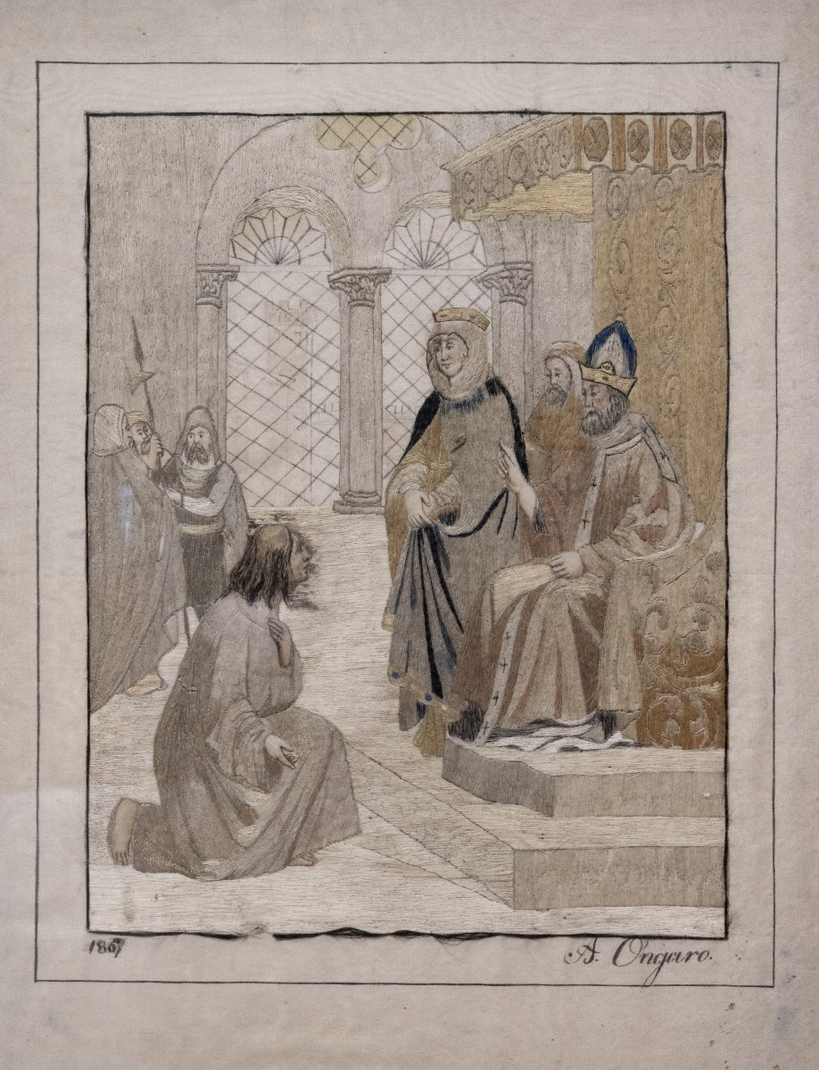 A.Ongaro - Scena D’Interno - Ricamo Su Tessuto - Italia 1867-photo-2